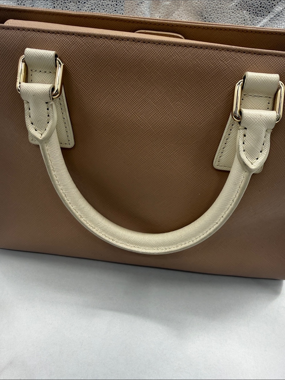 Metro city Structured Blush Satchel with Cream Trim and Tassel Accent - Picture 8 of 15